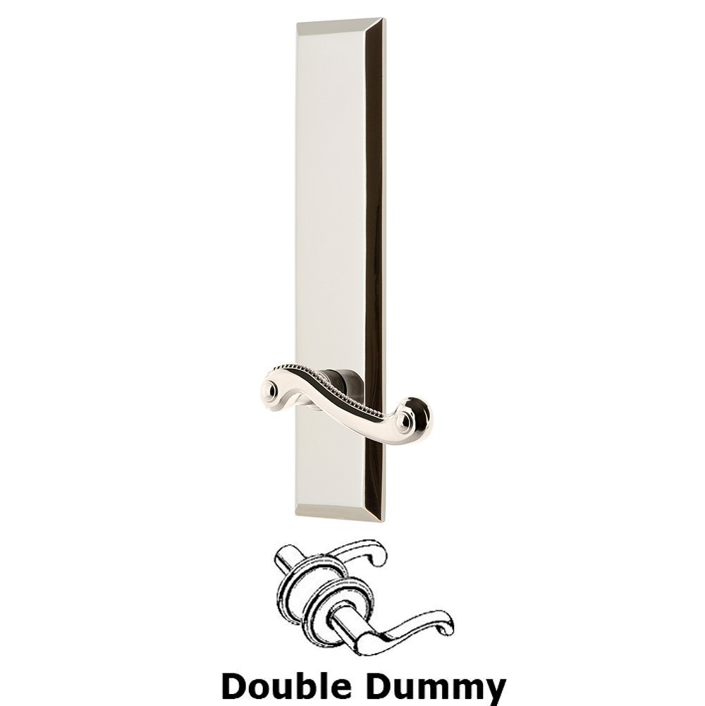 Double Dummy Fifth Avenue Tall with Newport Left Handed Lever in Polished Nickel