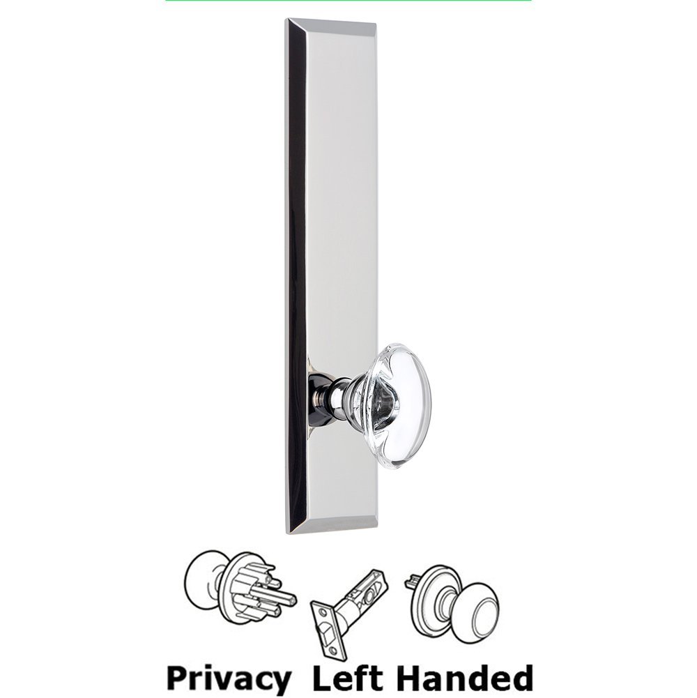 Privacy Fifth Avenue Tall Plate with Provence Left Handed Knob in Bright Chrome