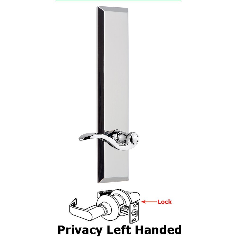 Privacy Fifth Avenue Tall Plate with Bellagio Left Handed Lever in Bright Chrome