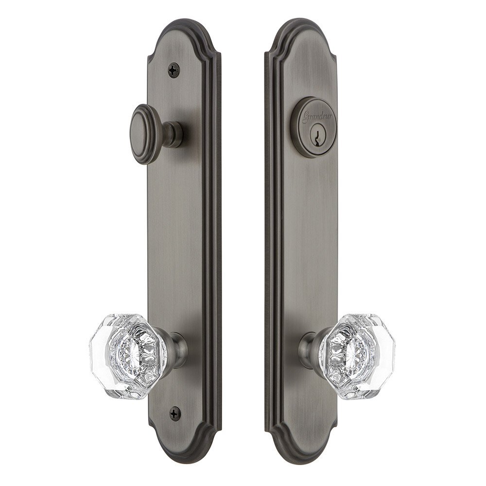Arc Tall Plate Handleset with Chambord Knob in Antique Pewter