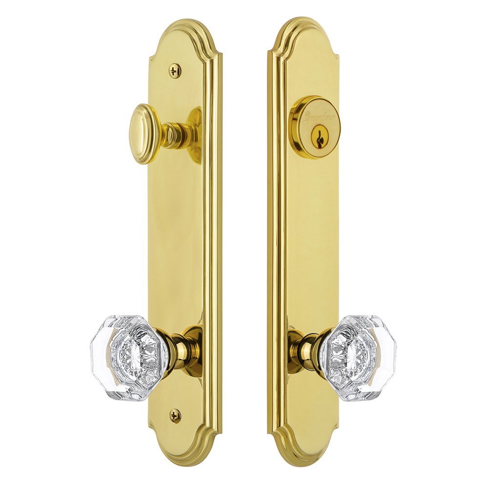 Arc Tall Plate Handleset with Chambord Knob in Lifetime Brass