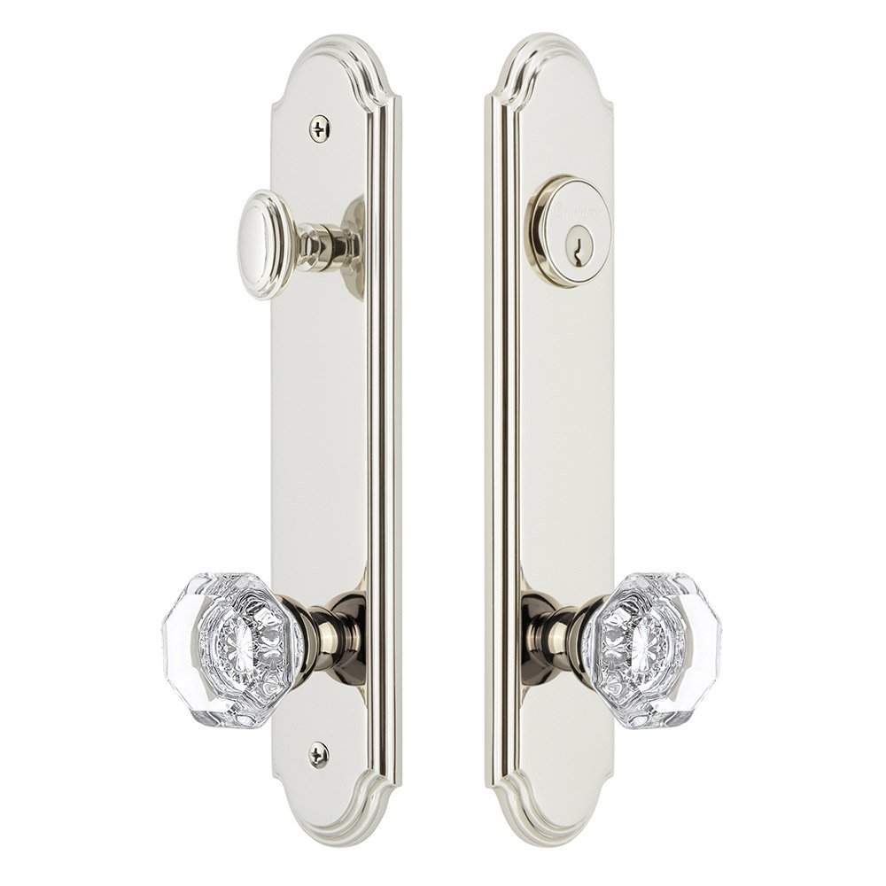 Arc Tall Plate Handleset with Chambord Knob in Polished Nickel