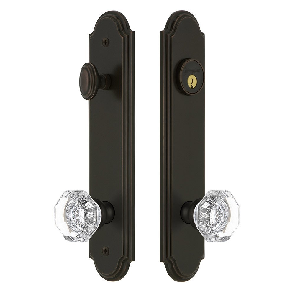 Arc Tall Plate Handleset with Chambord Knob in Timeless Bronze