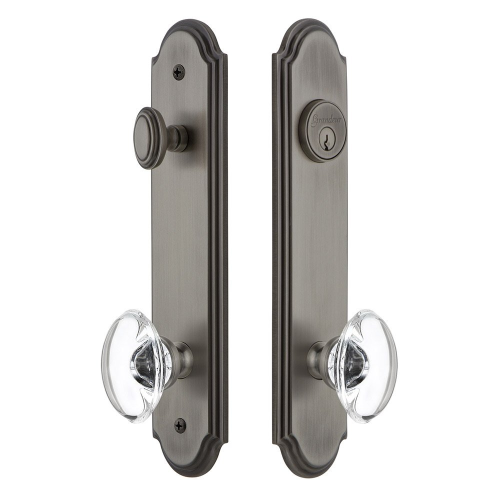 Arc Tall Plate Handleset with Provence Knob in Antique Pewter