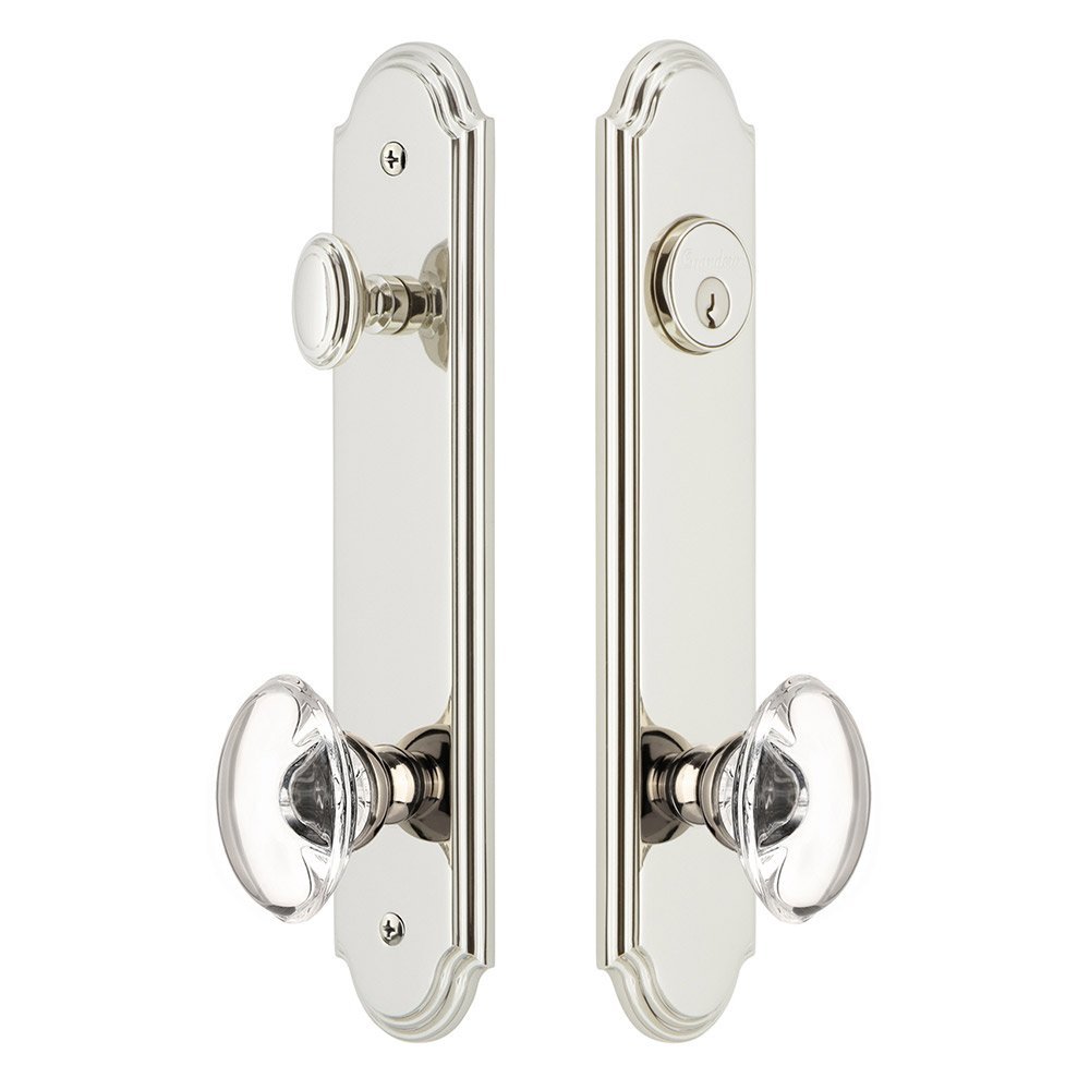 Arc Tall Plate Handleset with Provence Knob in Polished Nickel