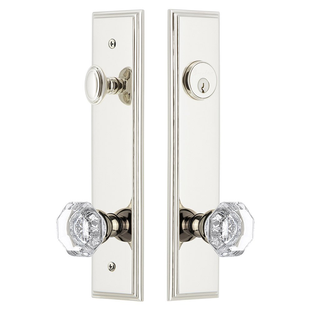 Tall Plate Handleset with Chambord Knob in Polished Nickel