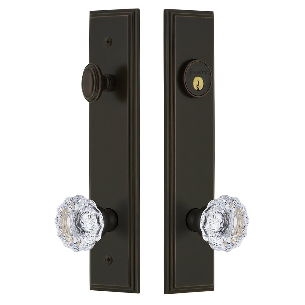 Tall Plate Handleset with Fontainebleau Knob in Timeless Bronze