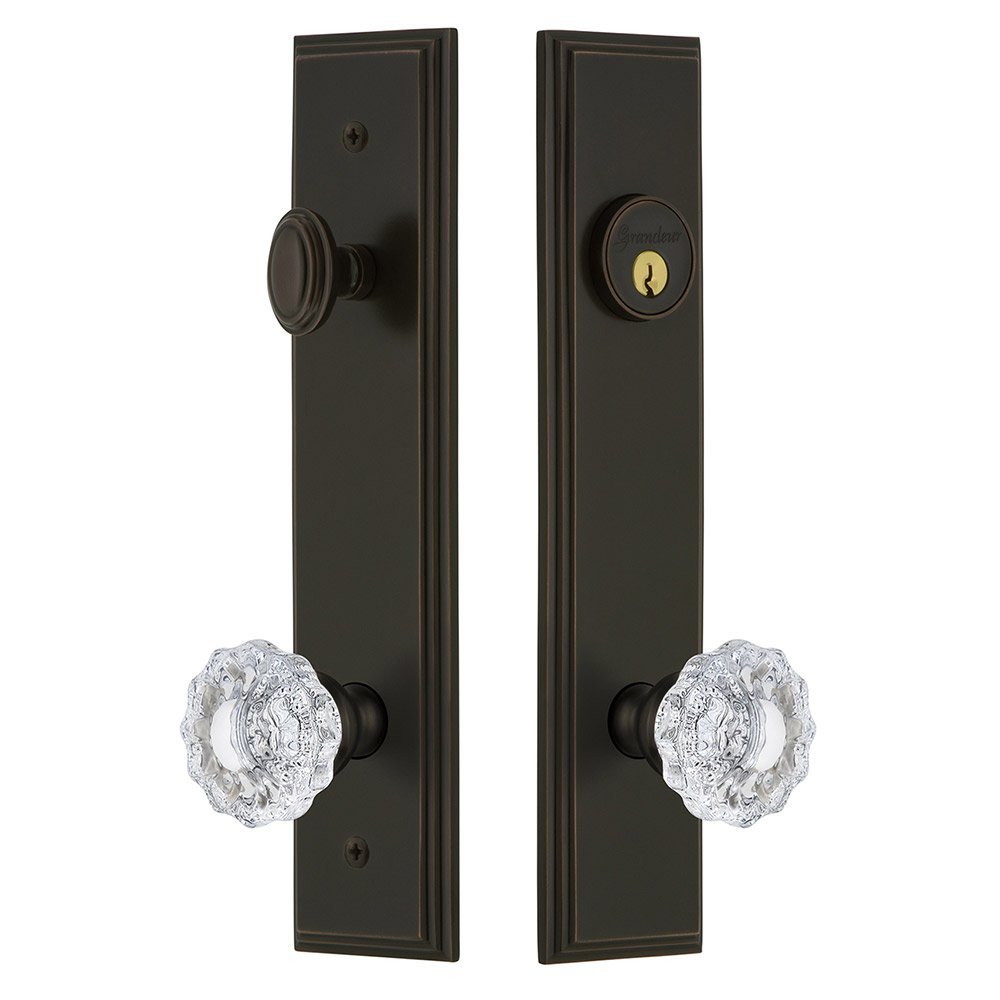 Tall Plate Handleset with Versailles Knob in Timeless Bronze