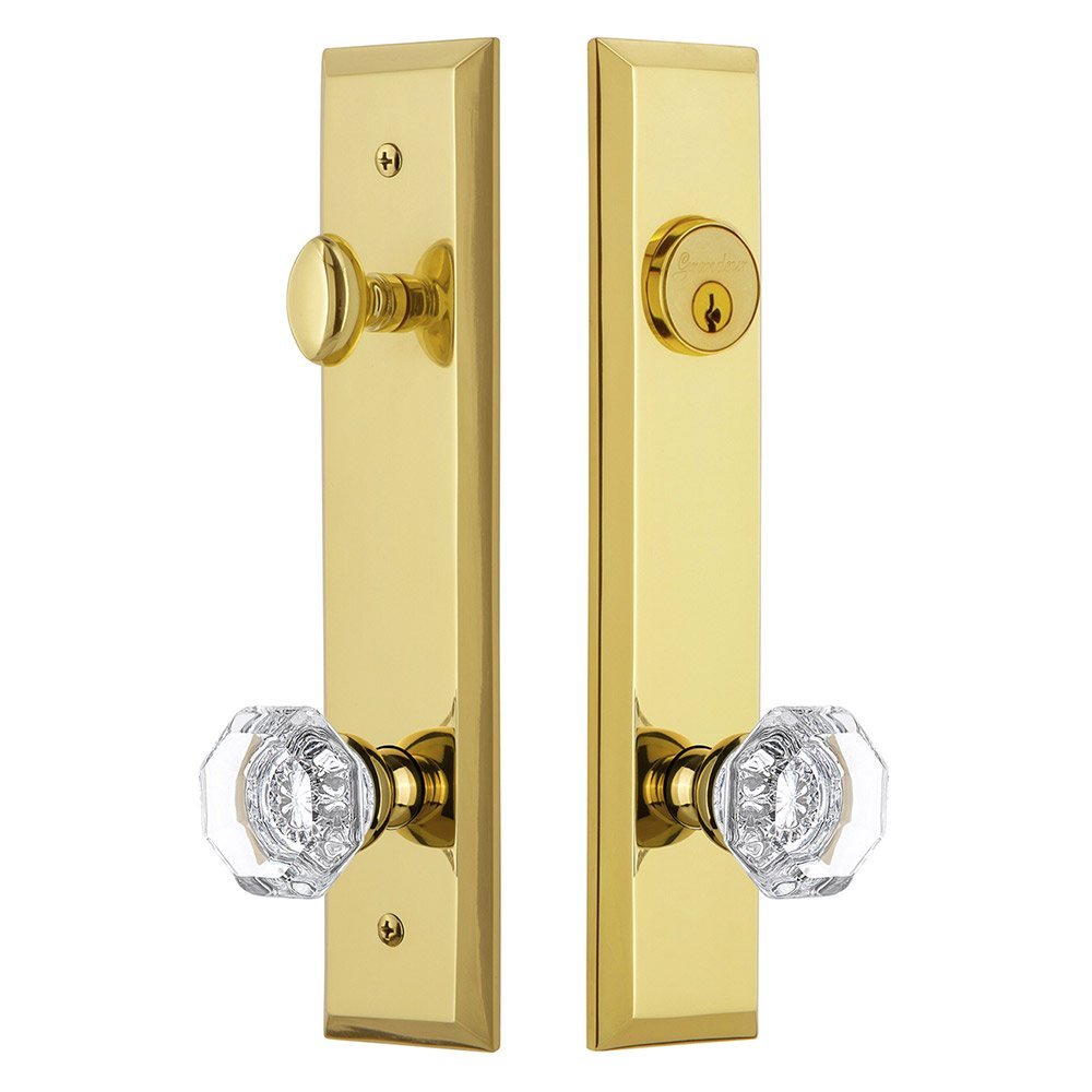 Tall Plate Handleset with Chambord Knob in Lifetime Brass