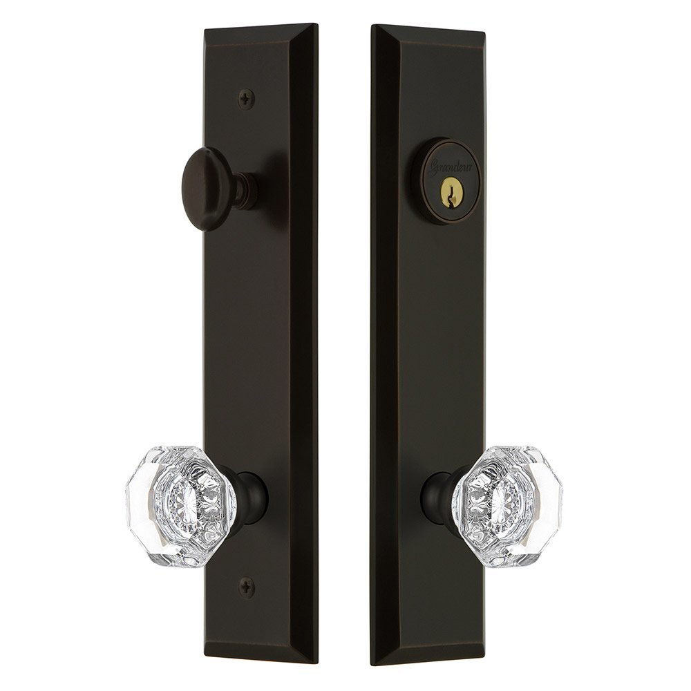 Tall Plate Handleset with Chambord Knob in Timeless Bronze