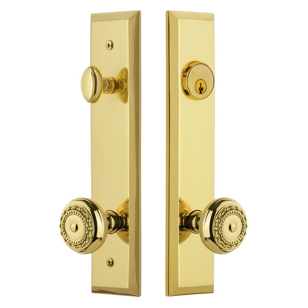 Tall Plate Handleset with Parthenon Knob in Lifetime Brass