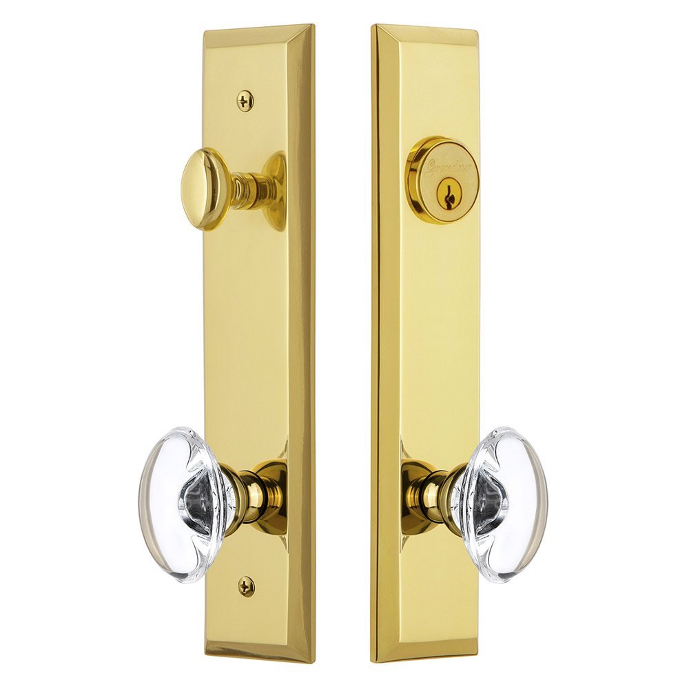 Tall Plate Handleset with Provence Knob in Lifetime Brass