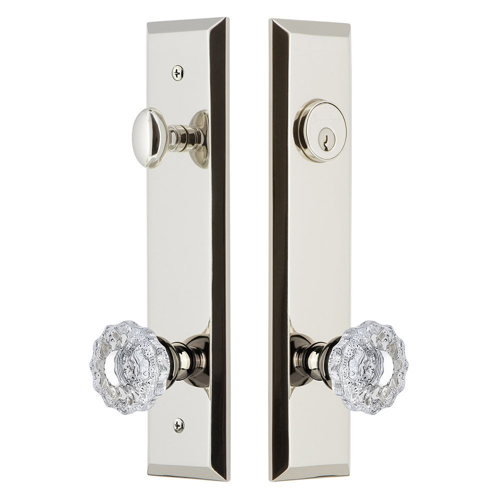 Tall Plate Handleset with Versailles Knob in Polished Nickel