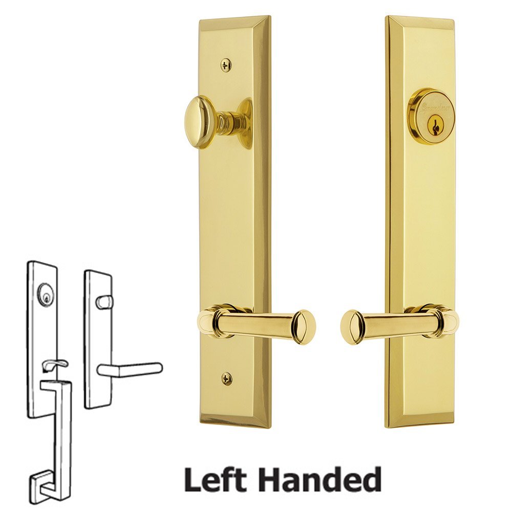 Tall Plate Handleset with Georgetown Left Handed Lever in Lifetime Brass