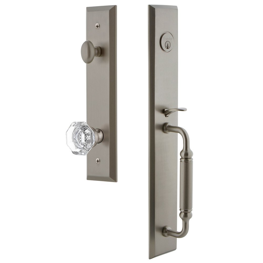 One-Piece Handleset with C Grip and Chambord Knob in Satin Nickel