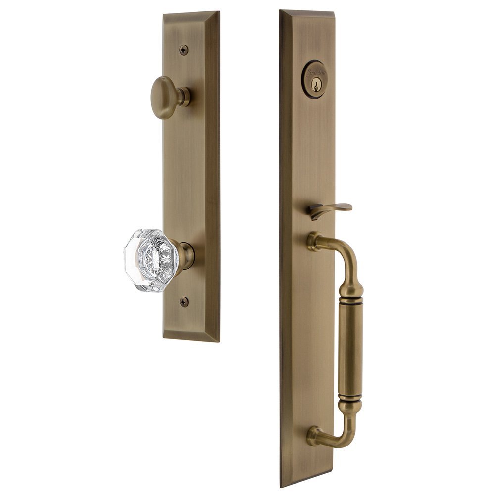 One-Piece Handleset with C Grip and Chambord Knob in Vintage Brass