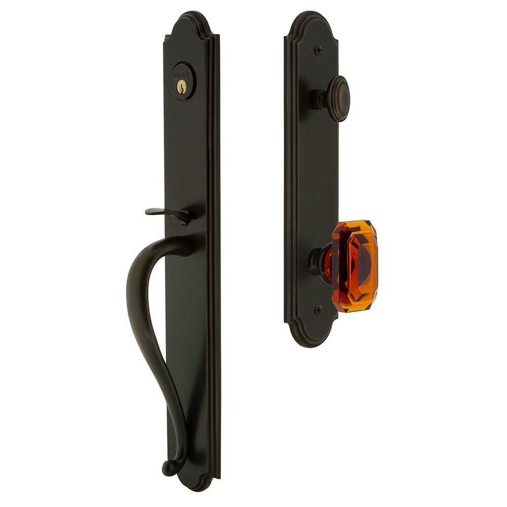 Arc One-Piece Handleset with S Grip and Baguette Amber Knob in Timeless Bronze