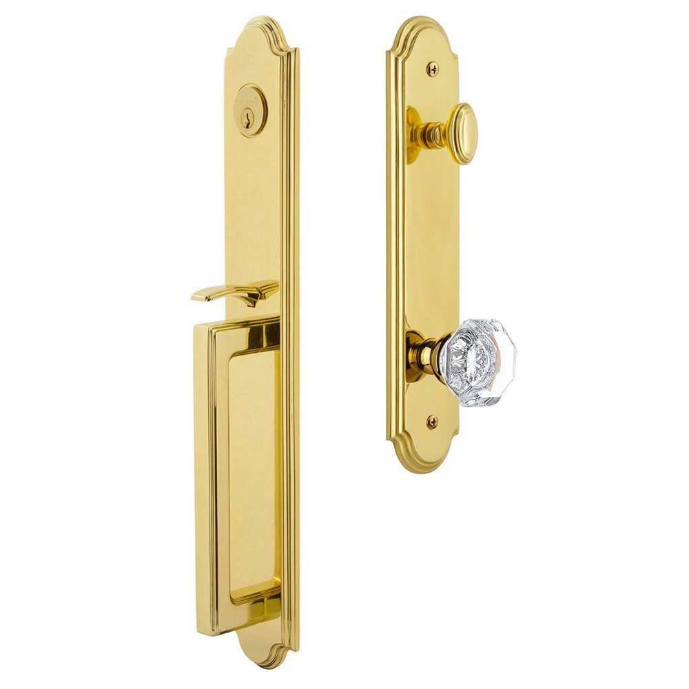 Arc One-Piece Handleset with D Grip and Chambord Knob in Lifetime Brass