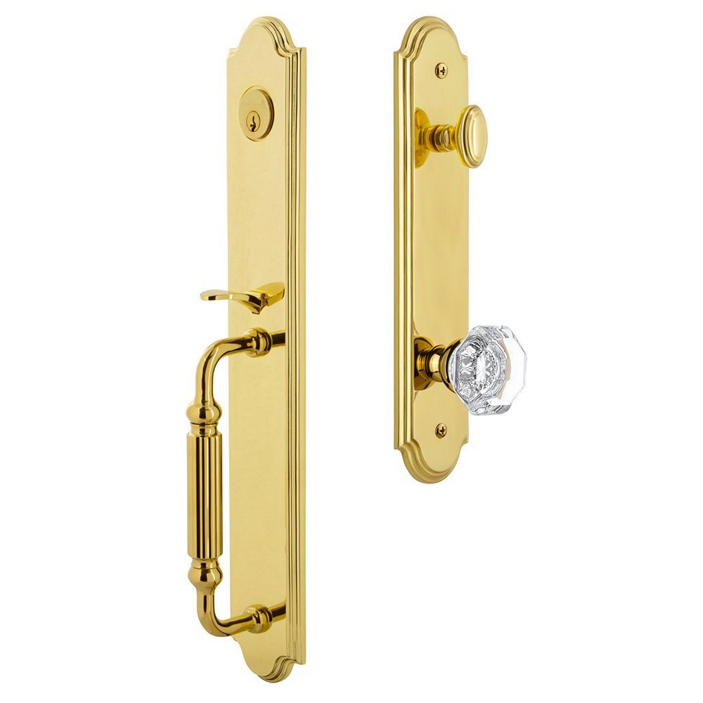 Arc One-Piece Handleset with F Grip and Chambord Knob in Lifetime Brass