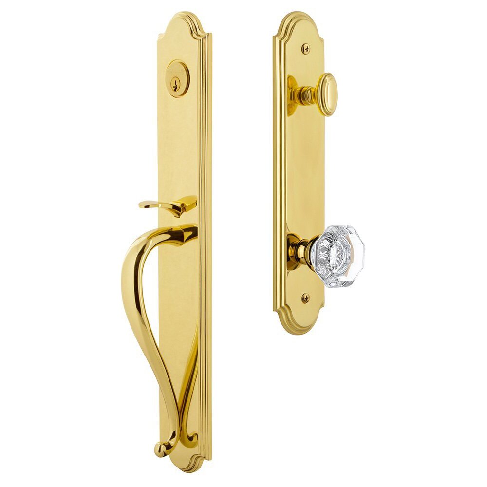 Arc One-Piece Handleset with S Grip and Chambord Knob in Lifetime Brass