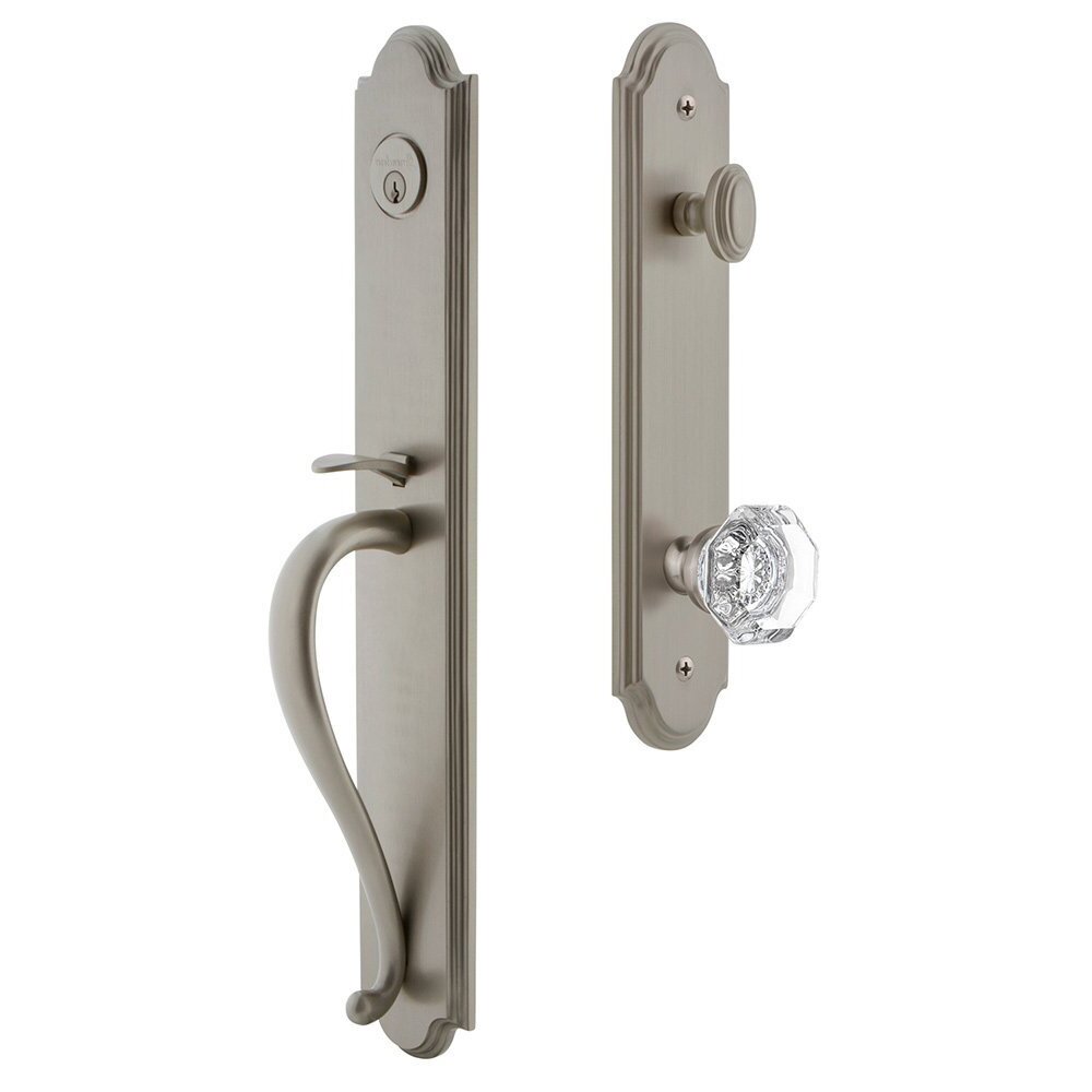 Arc One-Piece Handleset with S Grip and Chambord Knob in Satin Nickel