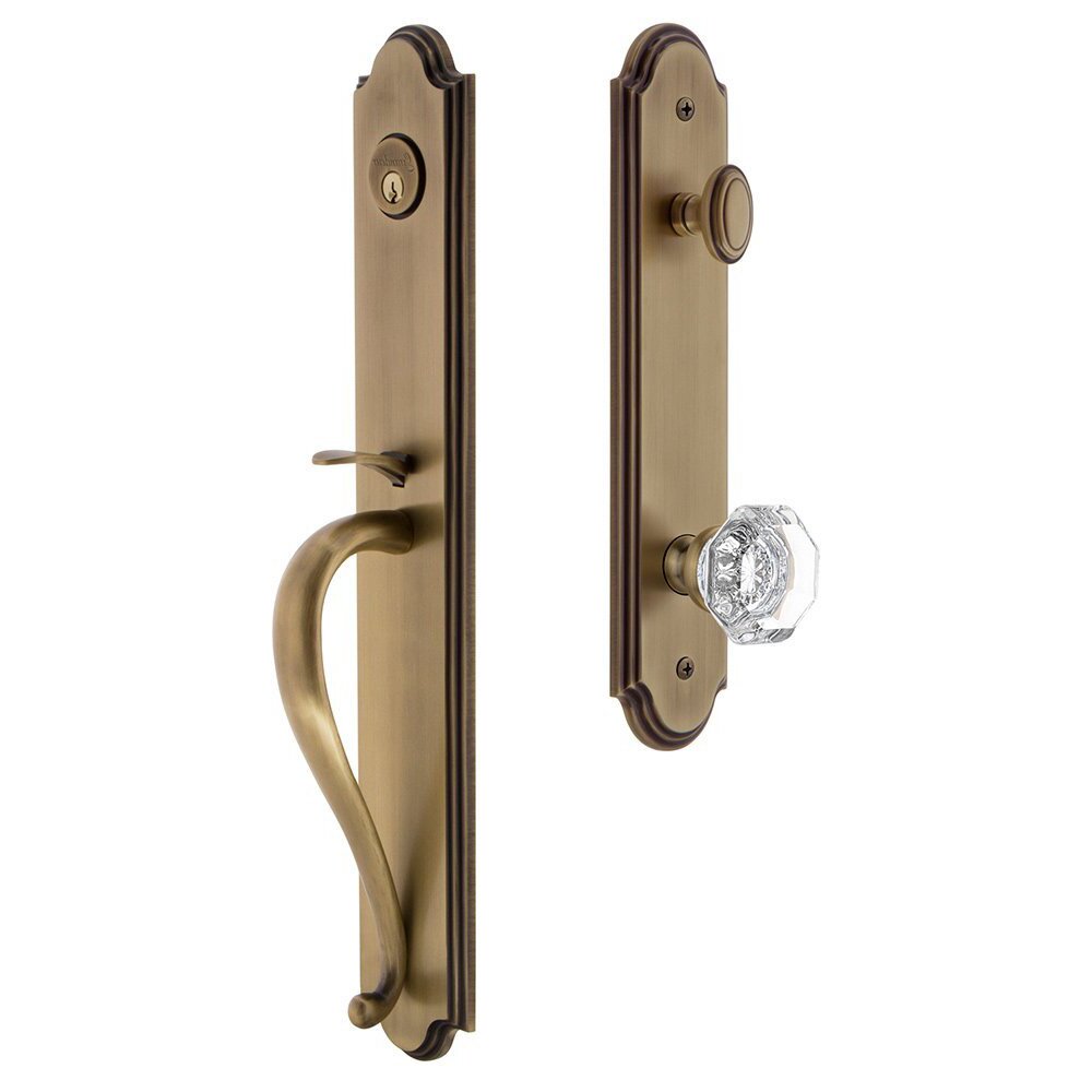 Arc One-Piece Handleset with S Grip and Chambord Knob in Vintage Brass