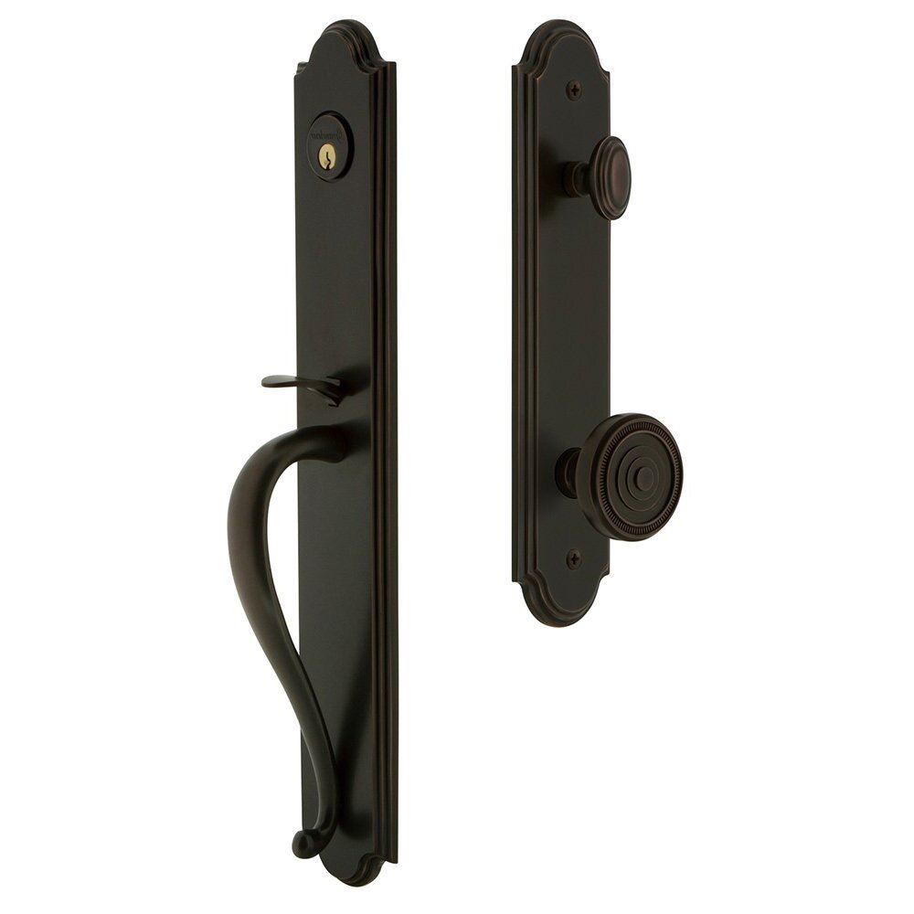 Arc One-Piece Handleset with S Grip and Soleil Knob in Timeless Bronze