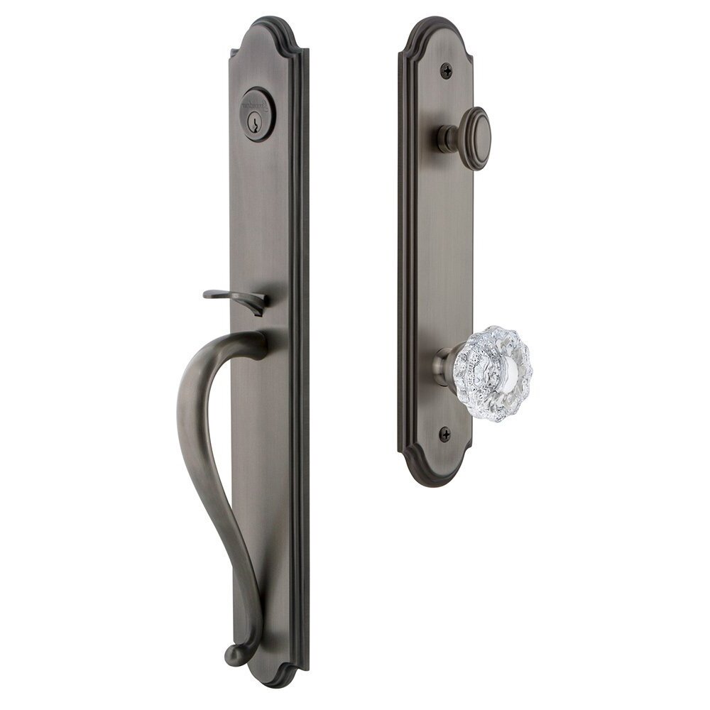 Arc One-Piece Handleset with S Grip and Versailles Knob in Antique Pewter
