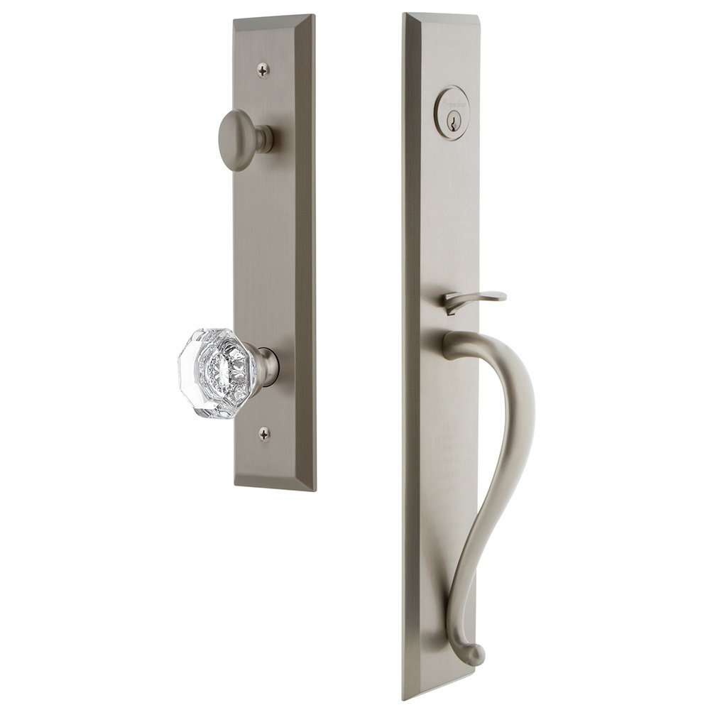 One-Piece Handleset with S Grip and Chambord Knob in Satin Nickel