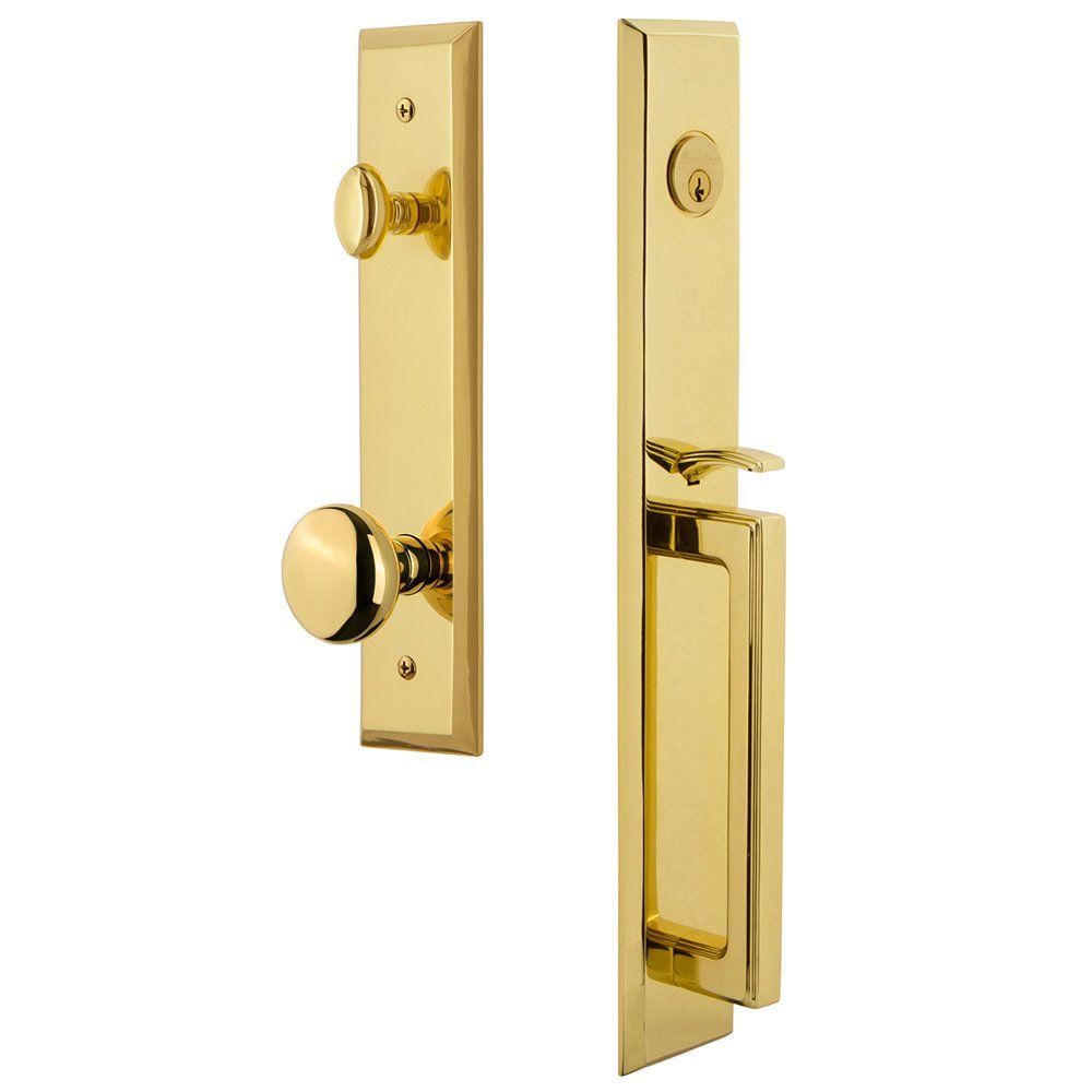 One-Piece Handleset with D Grip and Knob in Lifetime Brass