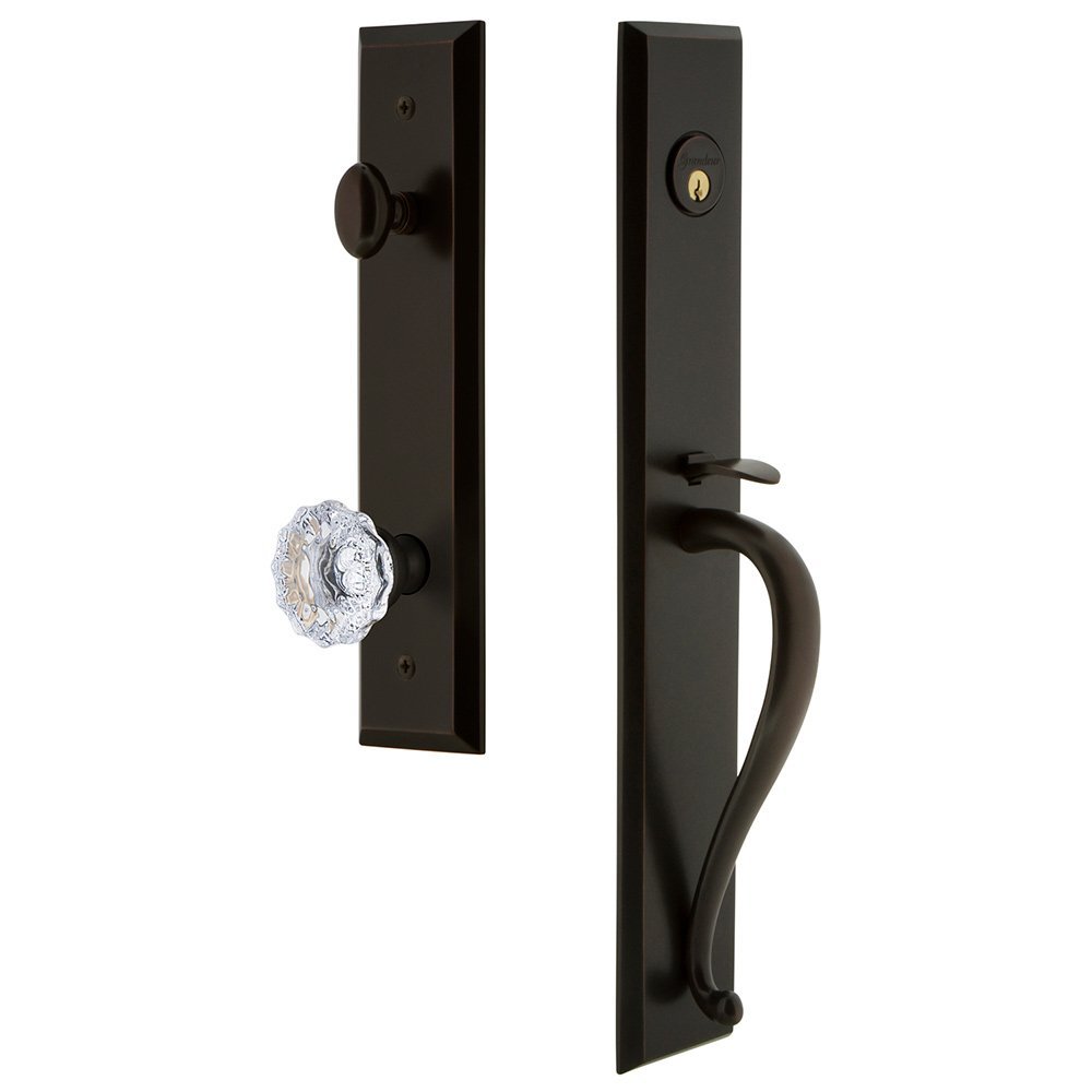 One-Piece Handleset with S Grip and Fontainebleau Knob in Timeless Bronze