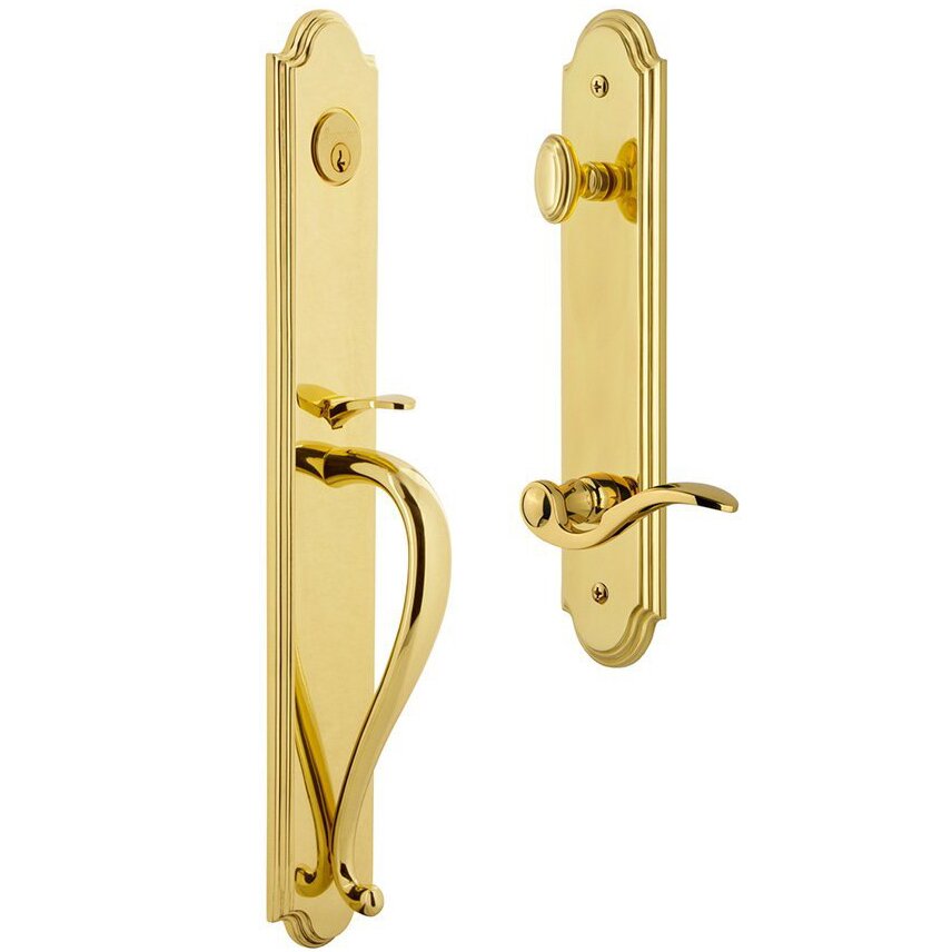 Arc One-Piece Handleset with S Grip and Bellagio Left Handed Lever in Lifetime Brass
