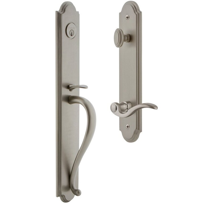 Arc One-Piece Handleset with S Grip and Bellagio Left Handed Lever in Satin Nickel