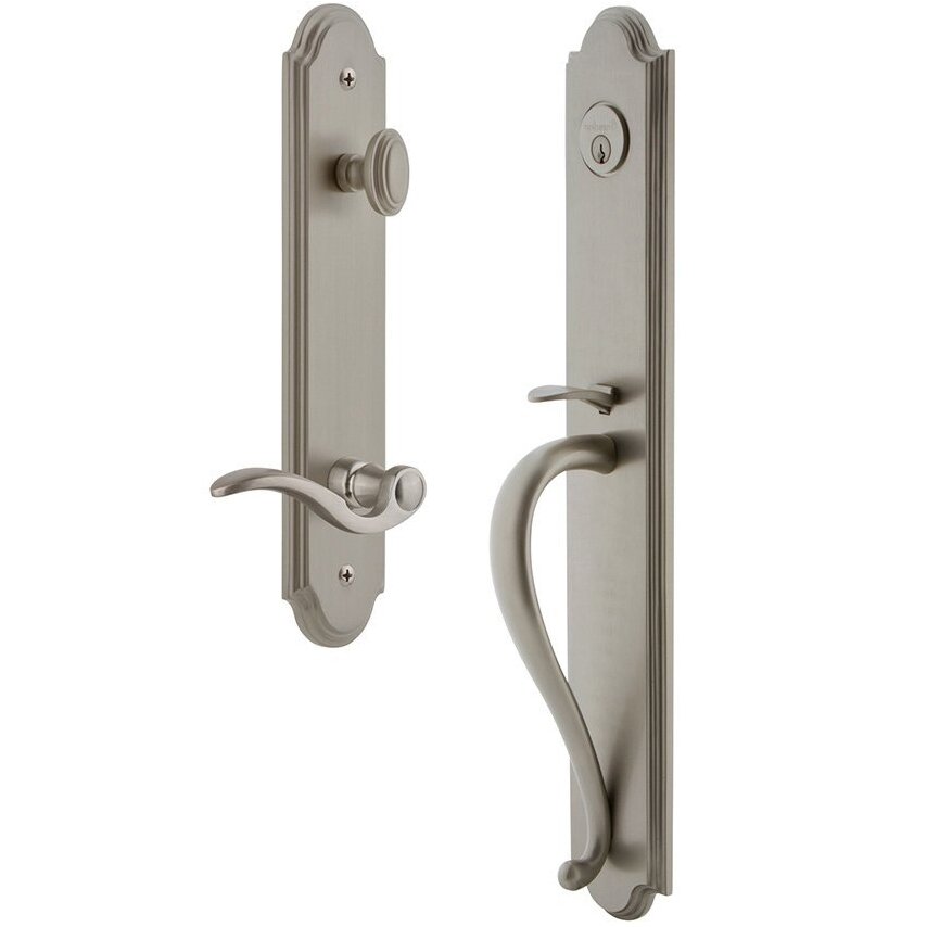 Arc One-Piece Handleset with S Grip and Bellagio Right Handed Lever in Satin Nickel
