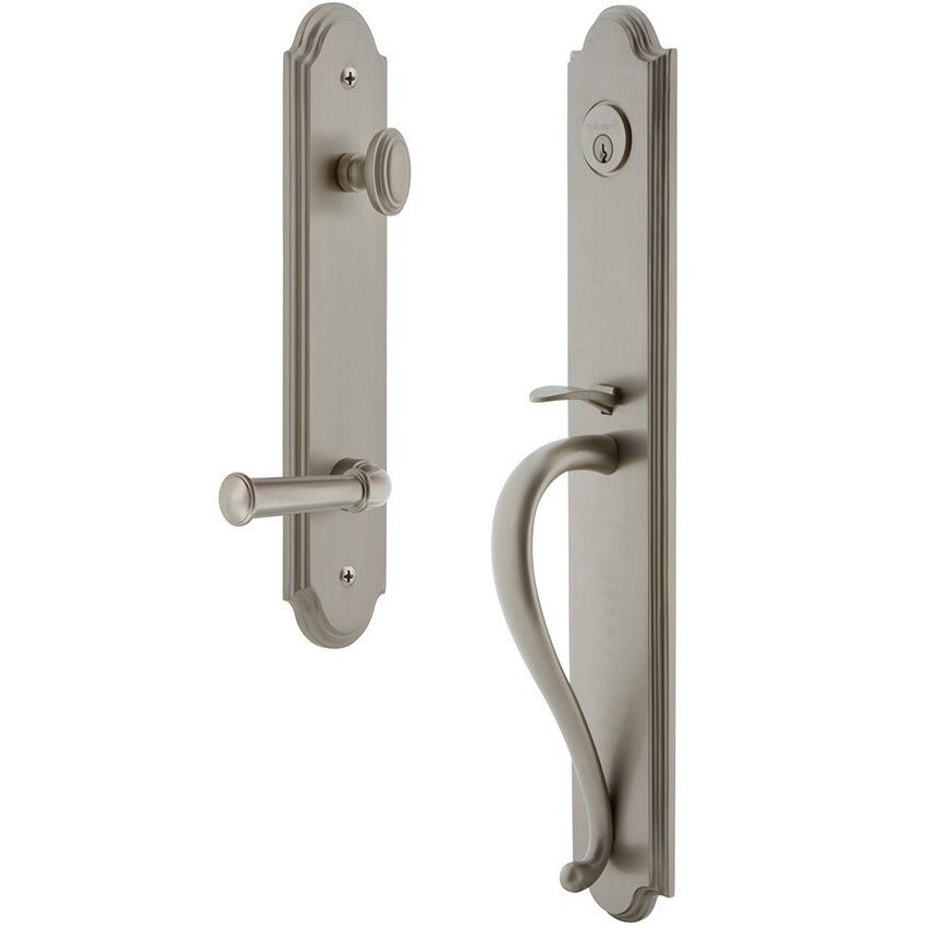 Arc One-Piece Handleset with S Grip and Georgetown Right Handed Lever in Satin Nickel