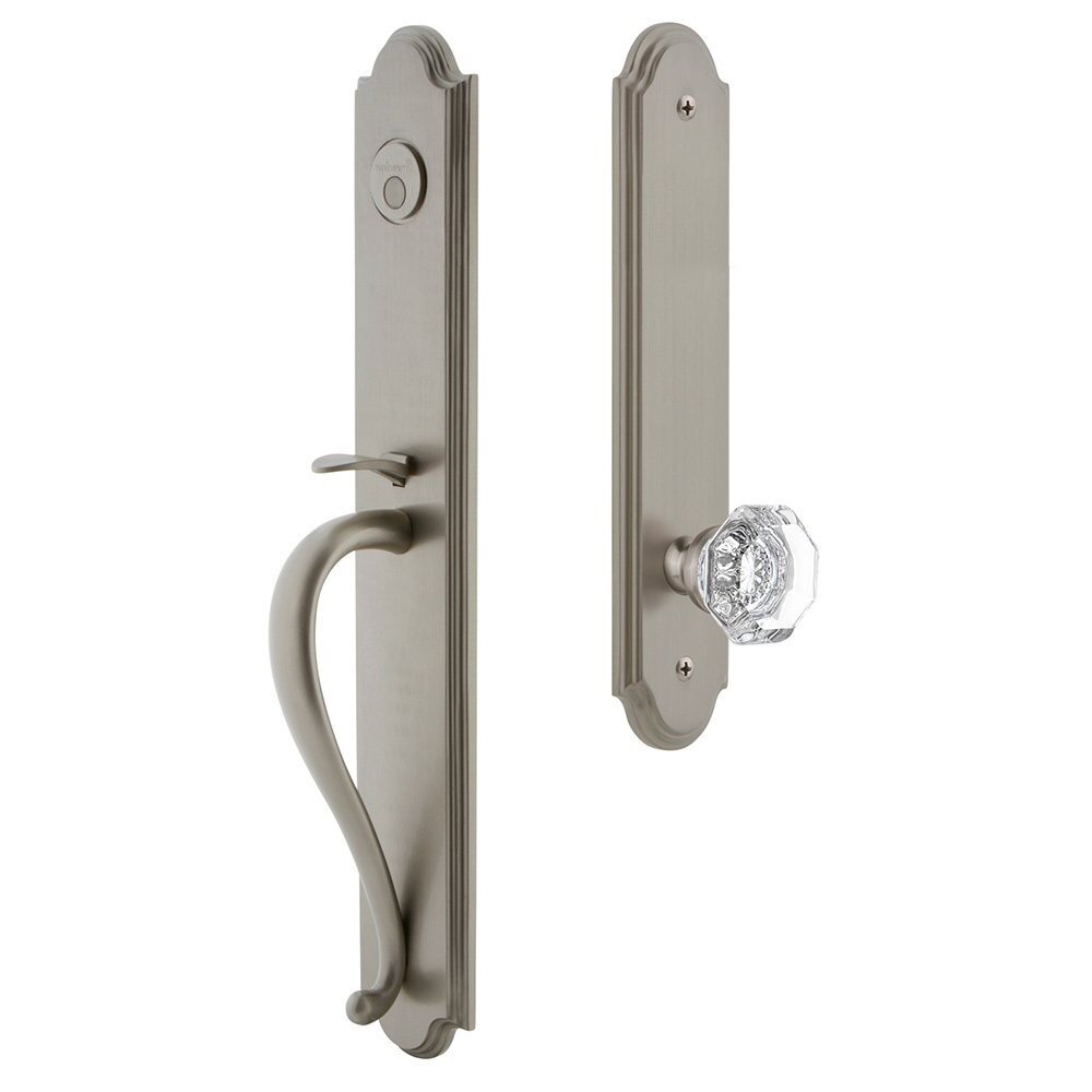 Arc One-Piece Dummy Handleset with S Grip and Chambord Knob in Satin Nickel