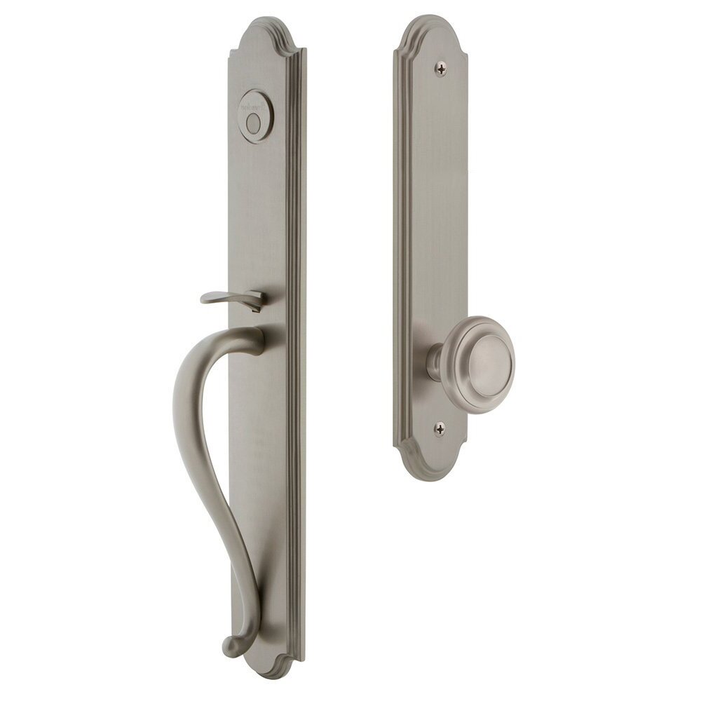 Arc One-Piece Dummy Handleset with S Grip and Circulaire Knob in Satin Nickel