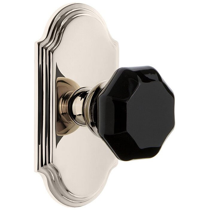 Passage - Arc Rosette with Black Lyon Crystal Knob in Polished Nickel