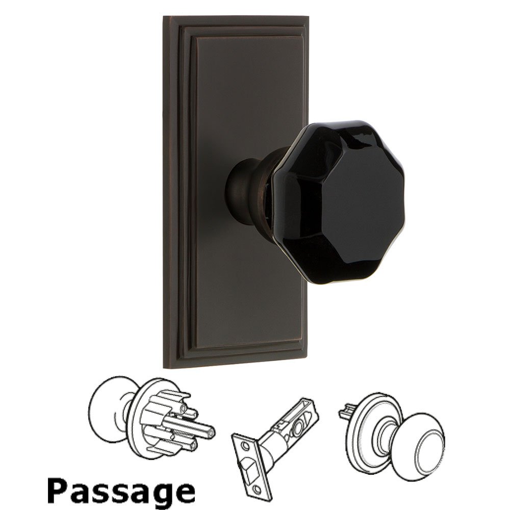 Passage - Carre Rosette with Black Lyon Crystal Knob in Timeless Bronze