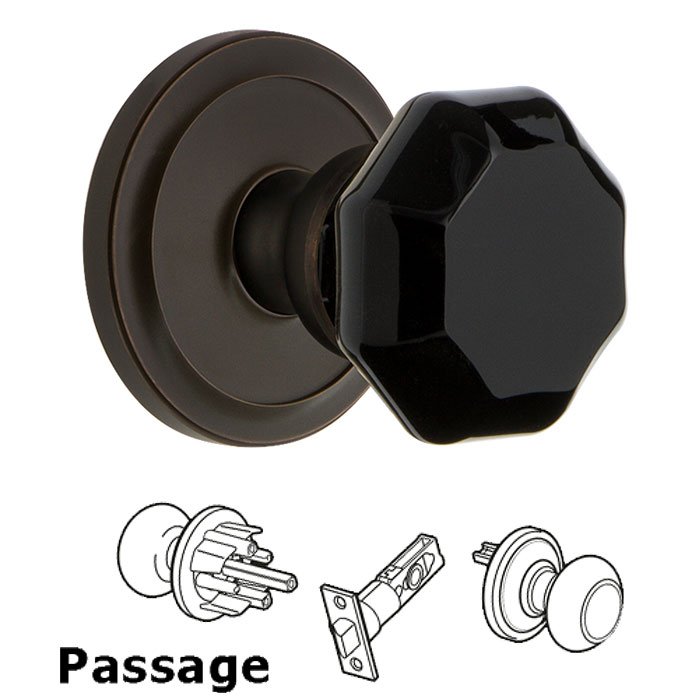 Passage - Circulaire Rosette with Black Lyon Crystal Knob in Timeless Bronze