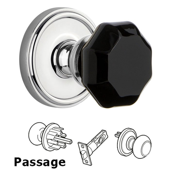 Passage - Georgetown Rosette with Black Lyon Crystal Knob in Bright Chrome