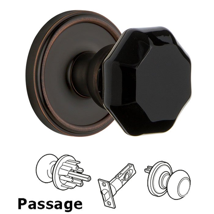 Passage - Georgetown Rosette with Black Lyon Crystal Knob in Timeless Bronze