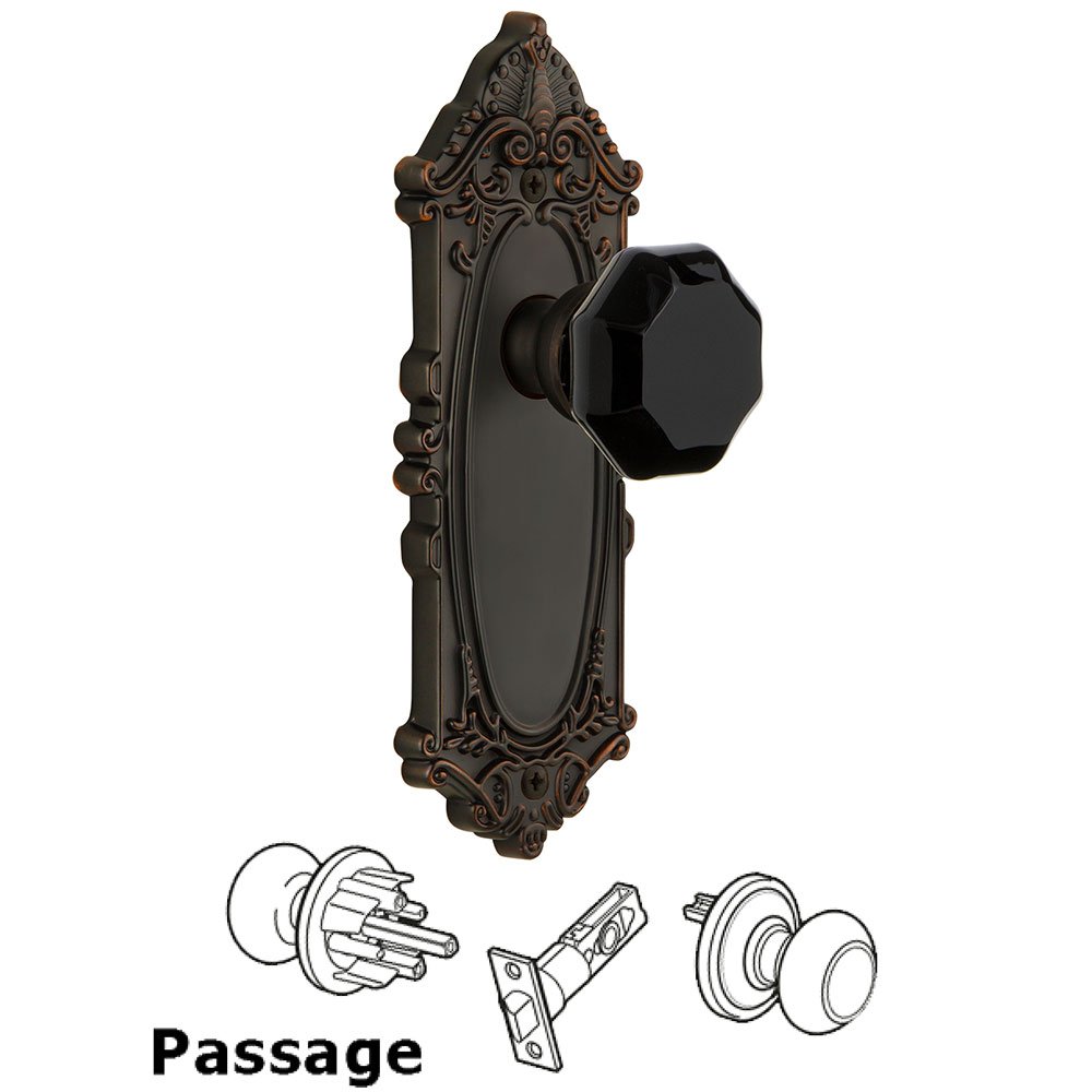 Passage - Grande Victorian Rosette with Black Lyon Crystal Knob in Timeless Bronze