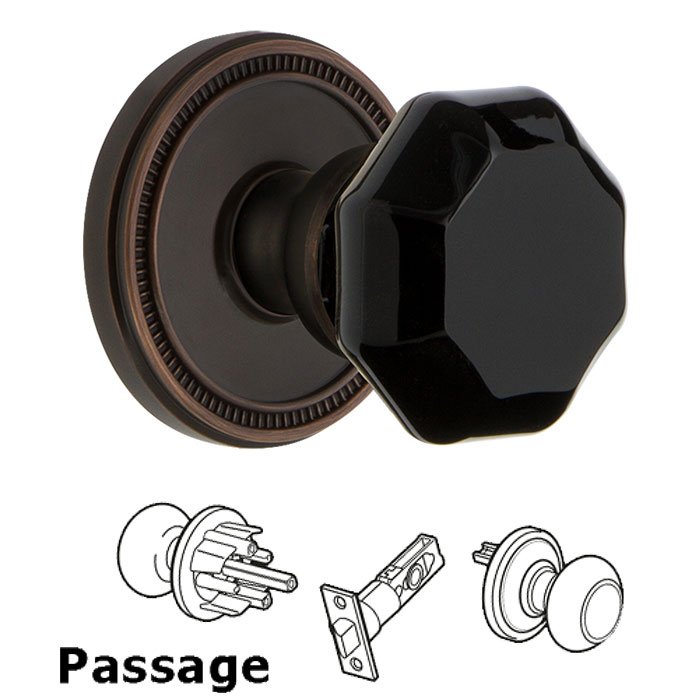 Passage - Soleil Rosette with Black Lyon Crystal Knob in Timeless Bronze