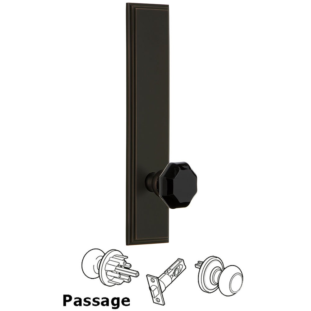 Passage Carre Tall Plate with Black Lyon Crystal Knob in Timeless Bronze