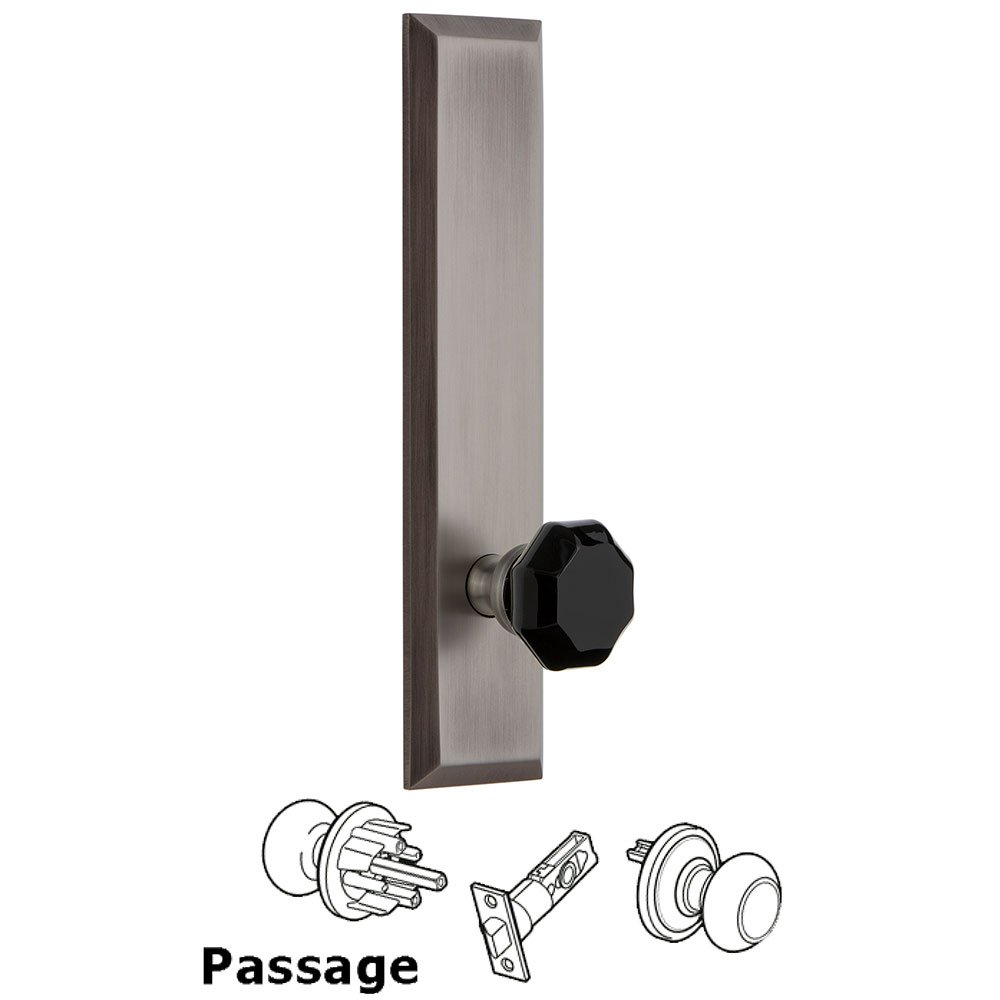 Passage Fifth Avenue Tall with Black Lyon Crystal Knob in Antique Pewter