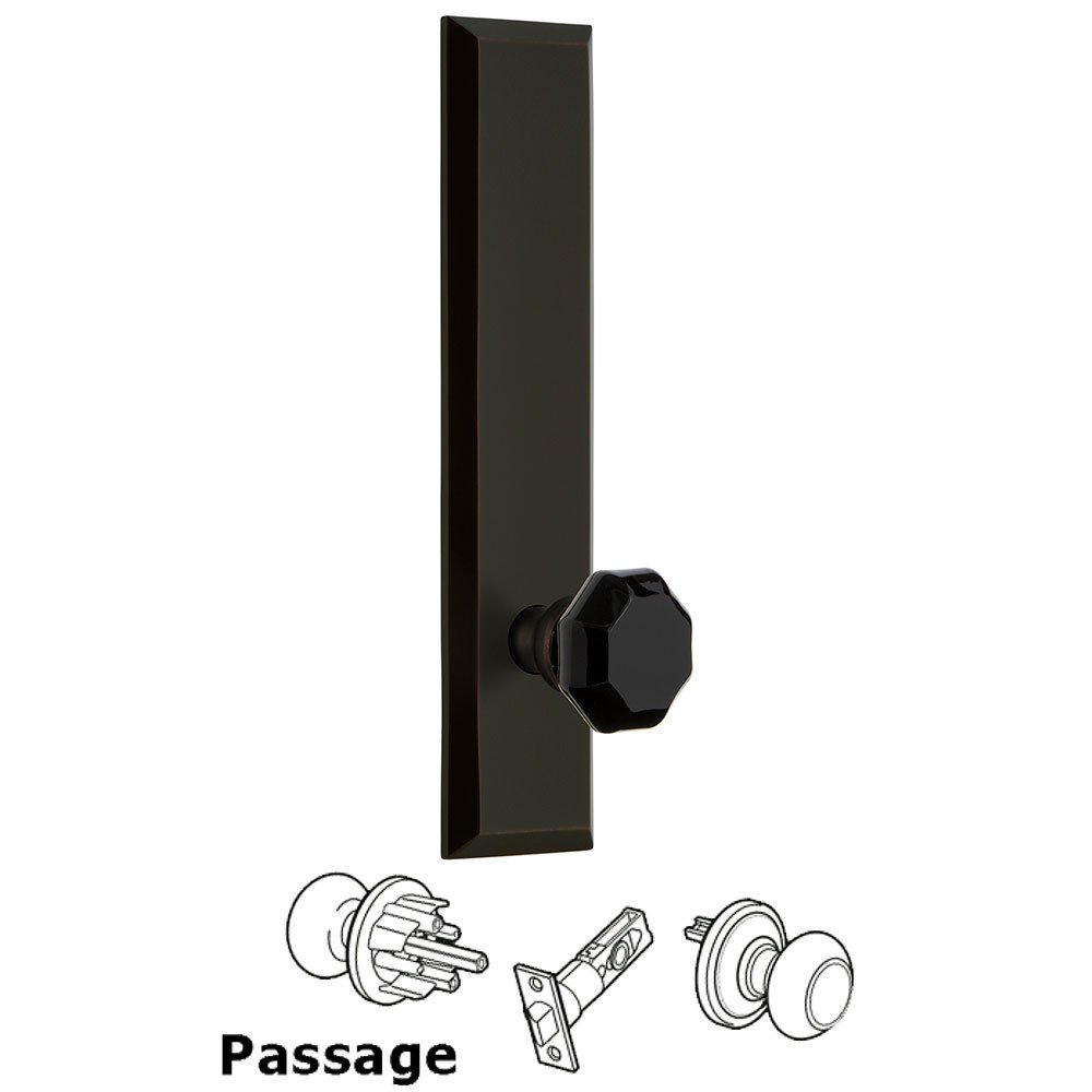 Passage Fifth Avenue Tall with Black Lyon Crystal Knob in Timeless Bronze