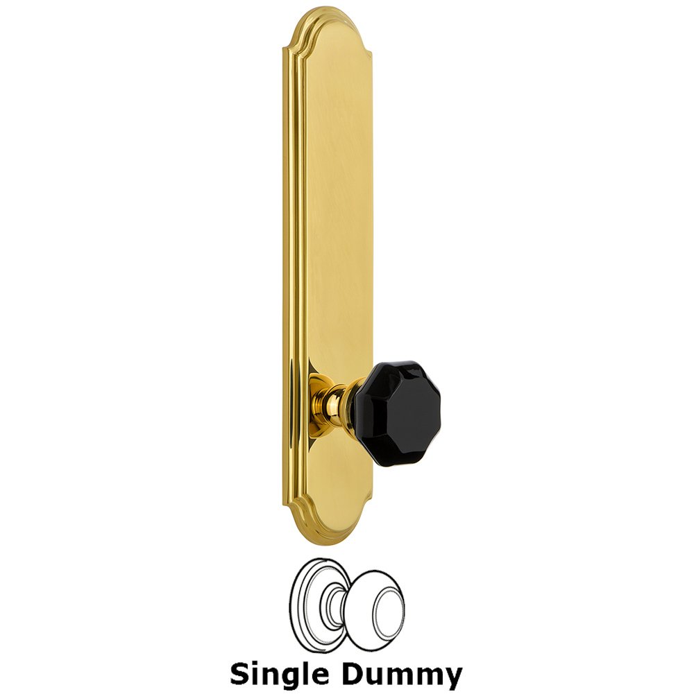 Single Dummy - Arc Rosette with Black Lyon Crystal Knob in Polished Brass