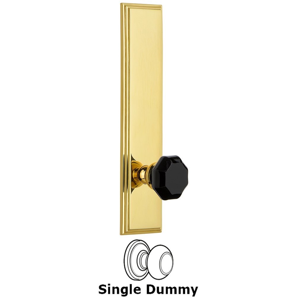 Dummy Carre Tall Plate with Black Lyon Crystal Knob in Lifetime Brass