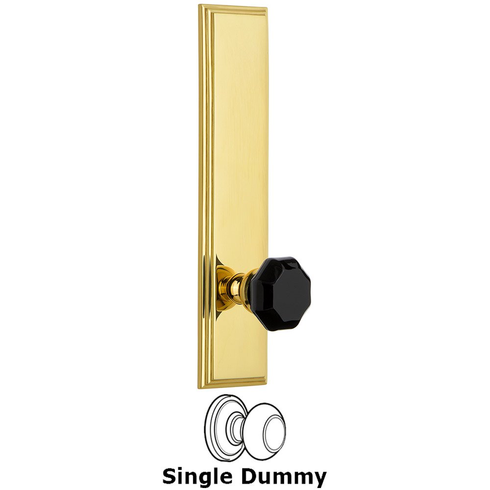 Dummy Carre Tall Plate with Black Lyon Crystal Knob in Polished Brass